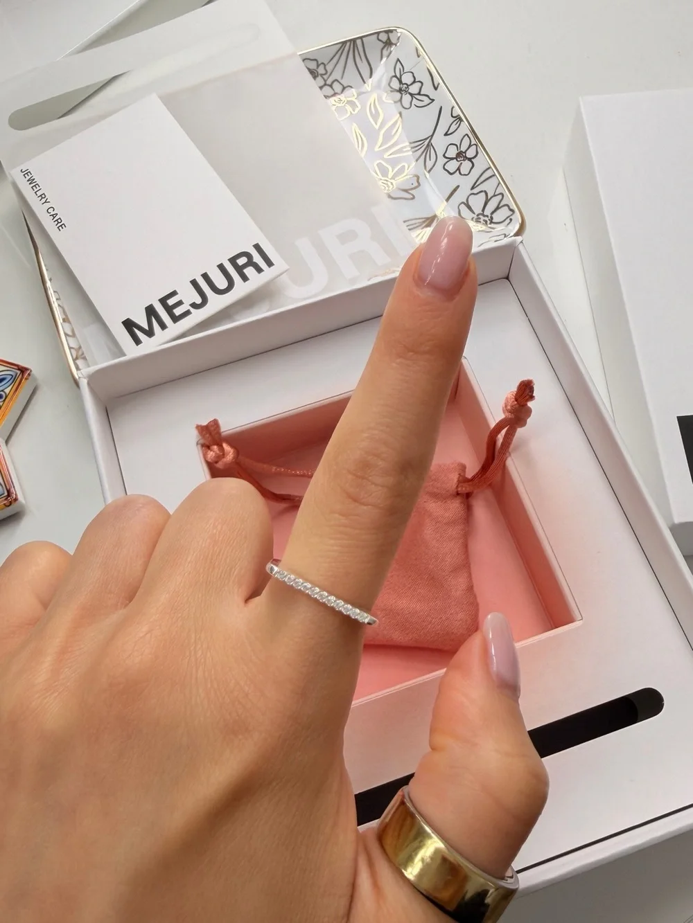 Mejuri Pavé Puzzle Stacking Ring Sterling Silver Sz 6 NWT
